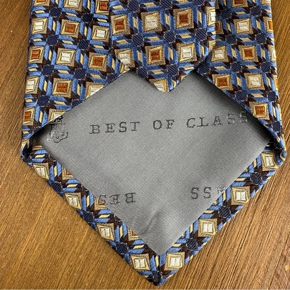 Robert Talbott Best of Class H. Stockton Silk Tie Blue Brown Geometric